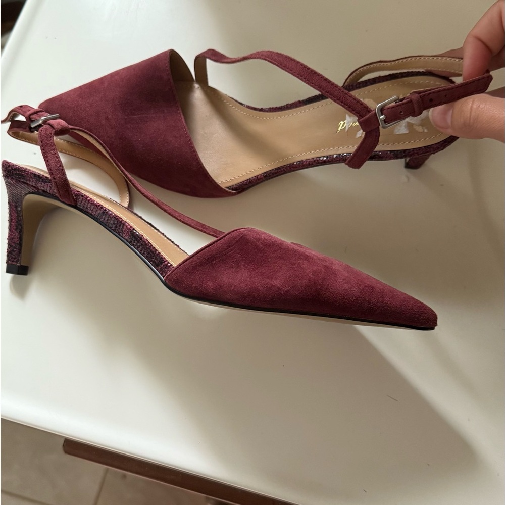 Red Suede + Snake Print Heel Slingbacks